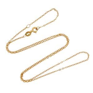 Estate Gold-Tone Sterling Silver 925 1.0mm Cable Link Chain Necklace 16"-18.5"